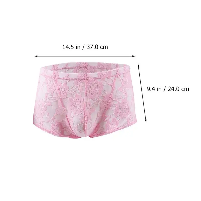 

2Pcs Men Breathable Panties Sexy Underwear Lace Briefs with Rose Flower Pattern