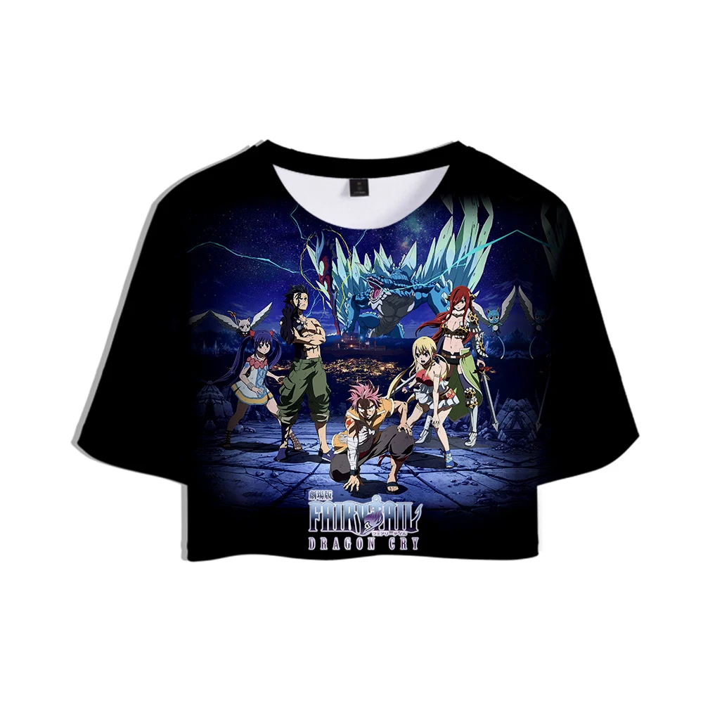 Новая футболка уличная с открытым животом Сексуальная логотипом Феи хвоста из