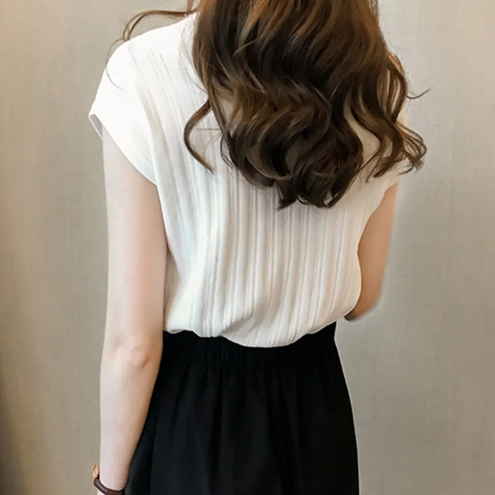 Женская облегающая футболка с коротким рукавом элегантная белая трикотажная из