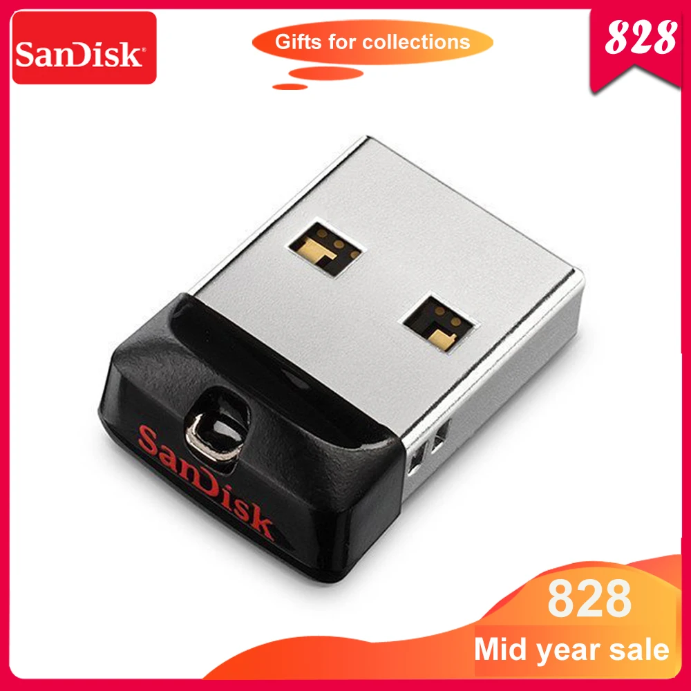 Мини флешка SanDisk CRUZER FIT CZ33 32 ГБ 16 64 100% оригинал поддержка официальная проверка|USB