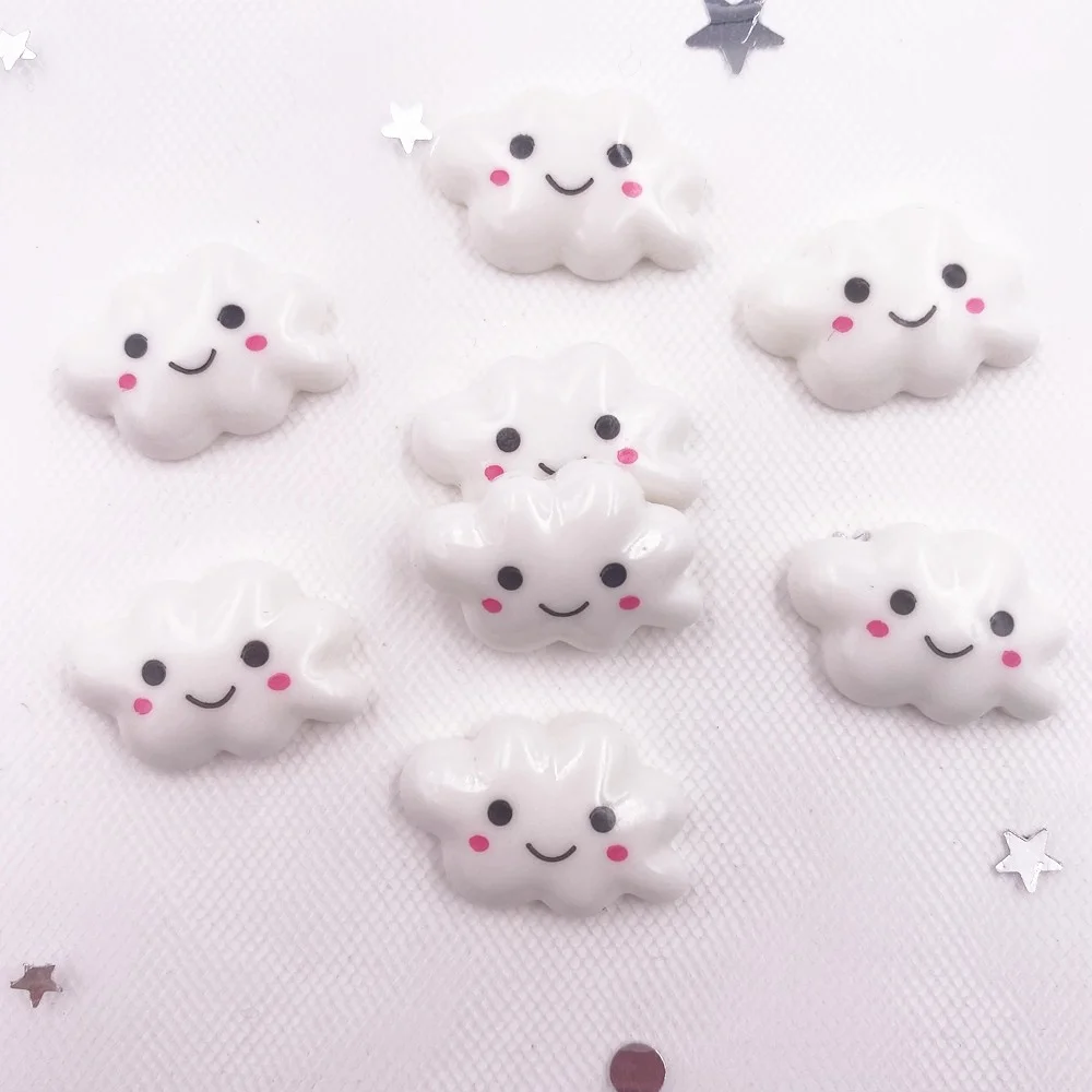 20 штук цветной резиновый Kawaii Мини улыбающиеся облака Кабошоны для скрапбукинга