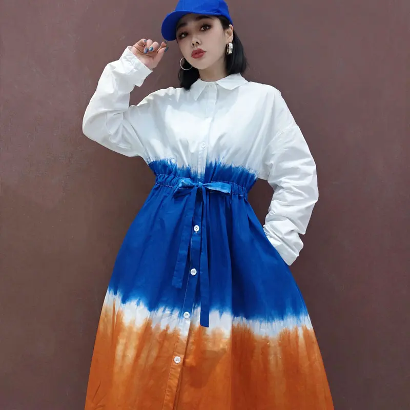 

XITAO Print Pattern Dress Fashion New Women Small Fresh Full Sleeve Drawstring Small Fresh Casual Style 2021 Dress DZL2652