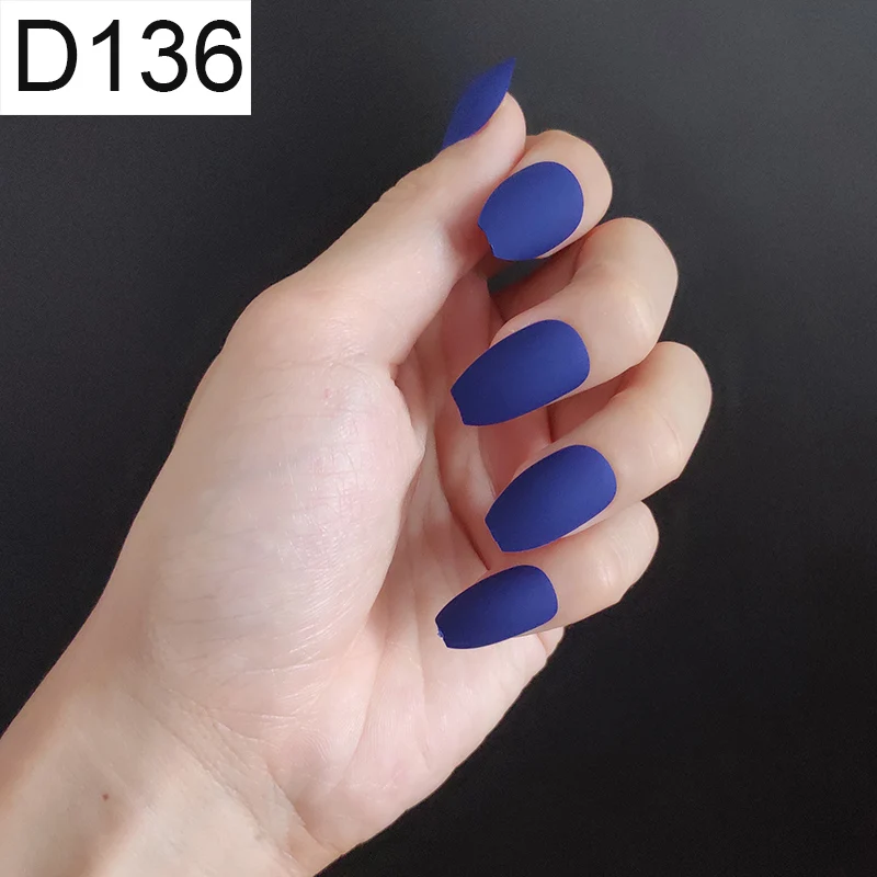 D136 Ballerina x 1P 24 шт./компл. стилет балерина гроб круглый овальной формы с полным покрытием матовая накладные ногти для ног, мягкая на ощупь, накладные ногти искусственные ногти Нейл Арта, набор - Цвет: D136 Ballerina x 1P