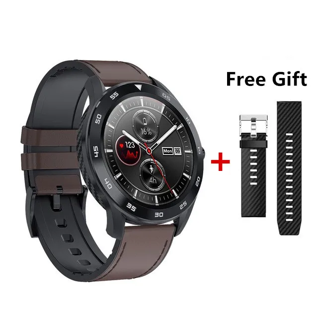 leather dark brown DT98 Смарт-часы IP68 Водонепроницаемый 1,3 Полный Круглый HD экран ECG Обнаружение Сменные циферблаты Smartwatch фитнес-трекер - Цвет: leather dark brown