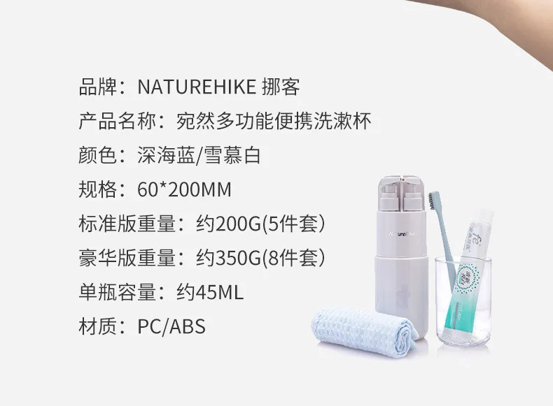 Naturehike Travel Toothpaste Towel Portable Wash Cup Brush Cup Travel Rinse Cup 5pcs Set