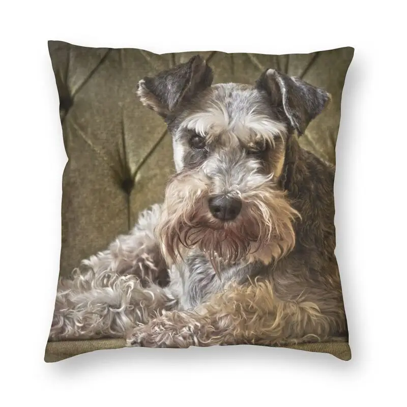 

Luxury Cute Schnauzer Dog Throw Pillow Cover Decoration Custom Animal Pattern Cushion Cover 40x40 Pillowcover for Sofa