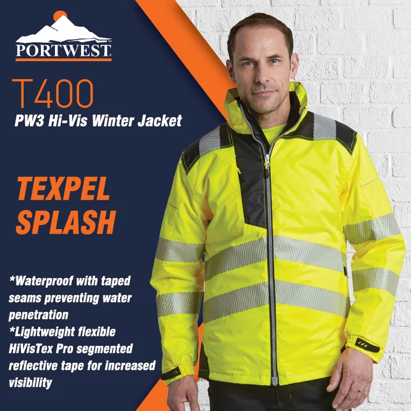 

Светоотражающая зимняя куртка Portwest, водонепроницаемый непромокаемый дождевик с высокой видимостью, защитная Рабочая одежда, уличное тепло...
