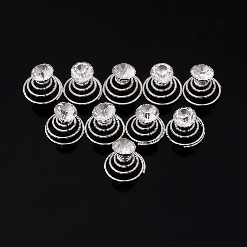 12pcs/lot Wedding Bridal Hairpins Rhinestone Pearl Flower Spiral Hair Pins Twist Clips for Women Bride Accessories |
