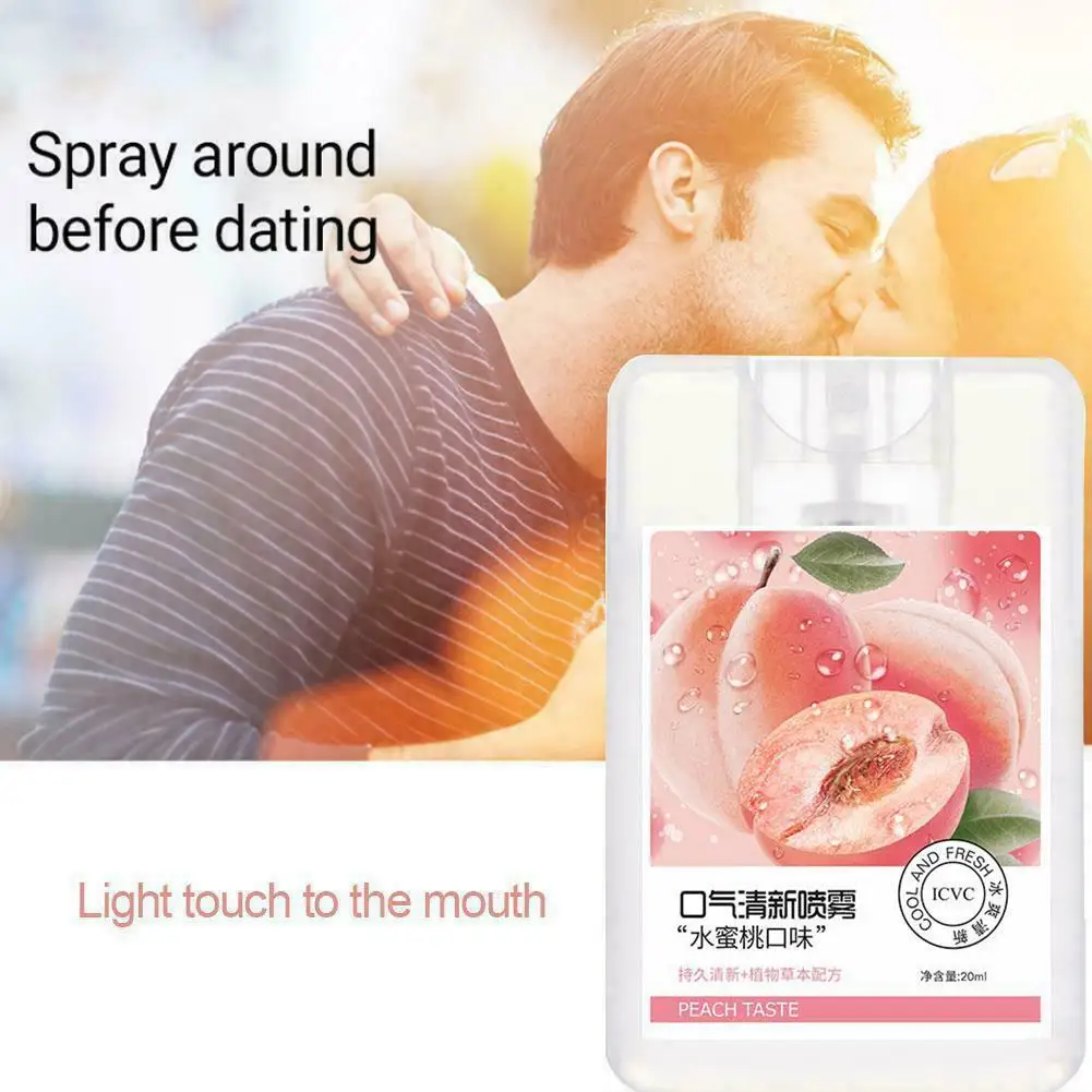 

20ml Ice Mint Blackcurrant Peach Flavor Fruity Breath Refreshing Spray Fruity Fragrance Remove Bad Breathe For Dating