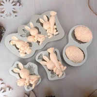 new 3d easter cookie mold silicone biscuit cutter cute bunny rabbit egg mould easter party chocolate fondant cake baking tools