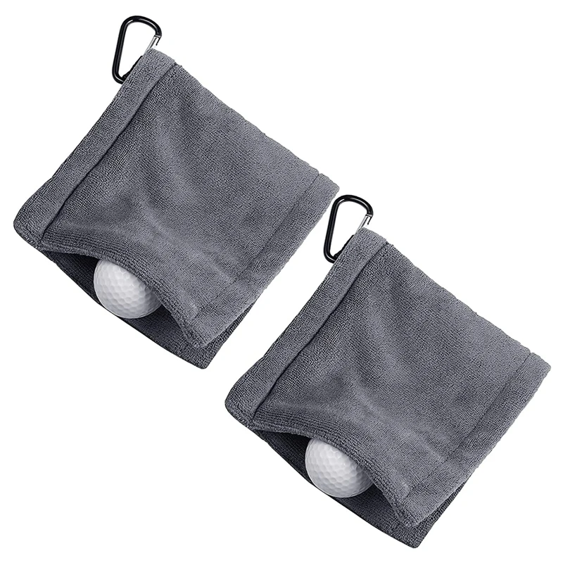

2 Pcs Golf Towel Ball Cleaning Towel 14X14cm Fiber Polyester Golf Towel with Snap Hook for Men Women Golf