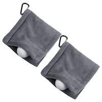 2 pcs golf towel ball cleaning towel 14x14cm fiber polyester golf towel with snap hook for men women golf