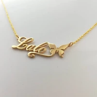 custom name necklace stainless steel fashion personalized choker chain necklace with butterfly letter for women girlfriend gifts