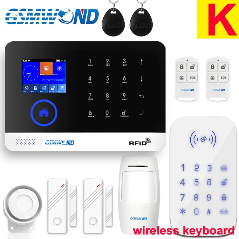 Беспроводная домашняя охранная Wi-Fi GSM GPRS сигнализация Английский Русский Испанский Немецкий польский итальянский французский RFID карта Android IOS APP - Цвет: Type K