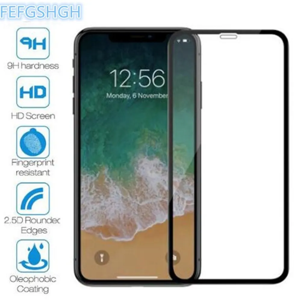 Закаленное стекло с полным клеем для iPhone X XR XS Max защитная пленка экрана 6 7 8 Plus