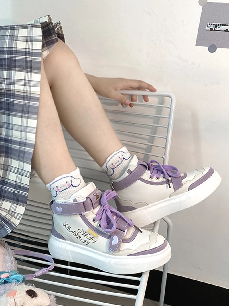 

Women New Lolita Soft Sister Casual Shoes Thick Bottom High Top Color Matching Japanese Wild Student Sweet Girls Preppy Style