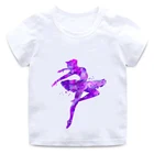 Новейшая элегантная детская хлопковая Футболка с принтом осанки для балета для девочек, летняя балетная куртка в стиле Харадзюку, футболка с круглым вырезом