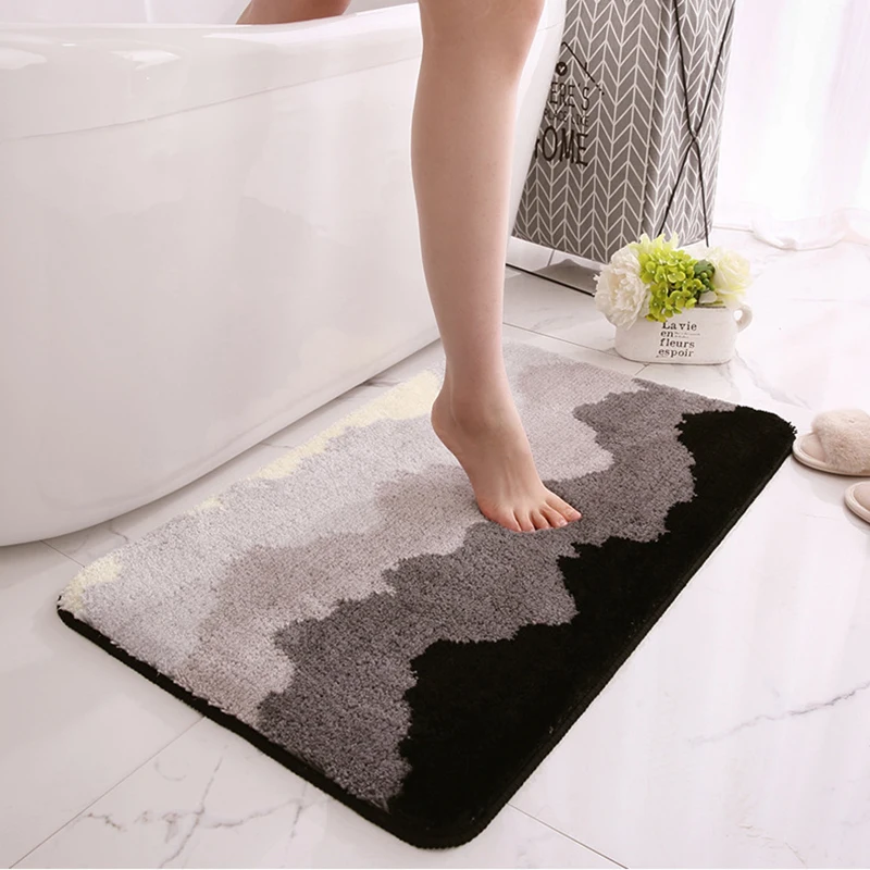 

Flocking Bath Mat Ink Mountains Doormat Home Furnishing Floor Mat For Entrance Door Bedroom Bathroom Water Absorbent Non-Slip