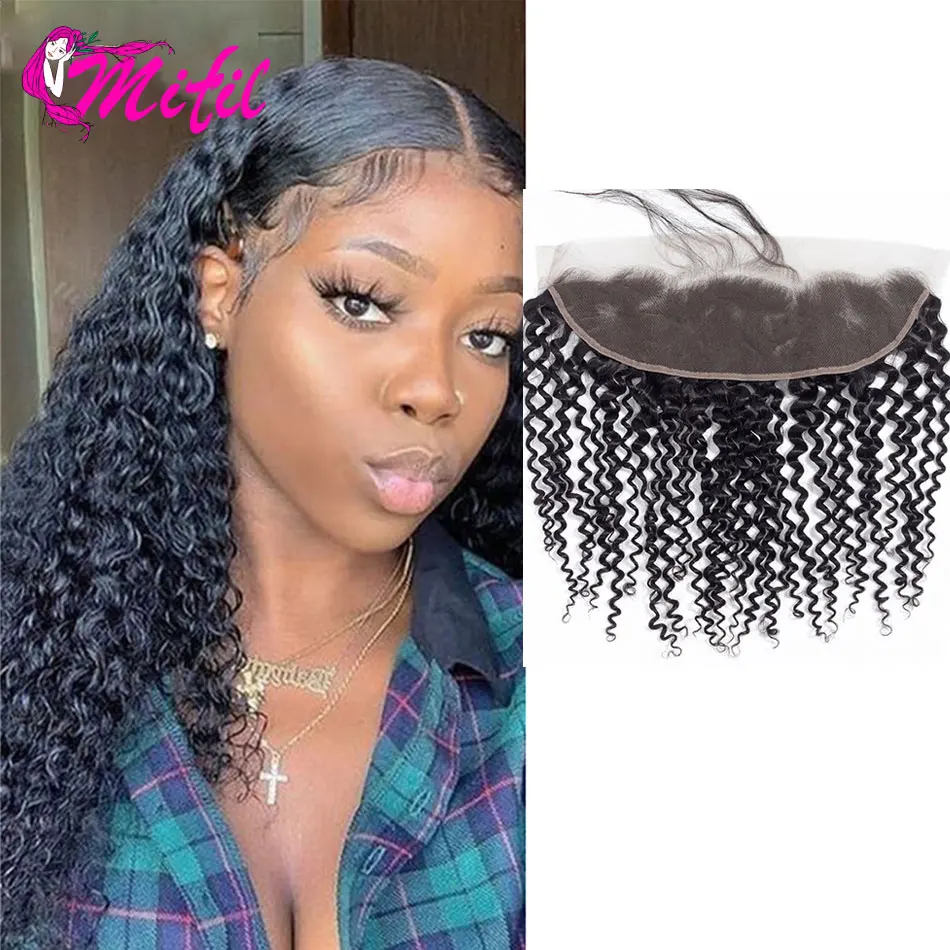

Kinky Curly 13x4 Lace Front Closure Human Hair 14-22 Malaysian Remy Hair Closure Women Free Part Medium Brown Swiss Lace Plucked
