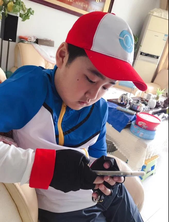 Детский костюм для косплея Покемон пепел Кетчум толстовки + брюки перчатки шляпа