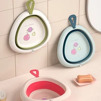 new baby mini foldable wash basin folding bath tub with ring plastic child washing face foot shower tub folding basin bathtub