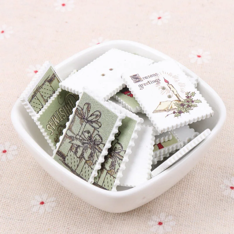 10 шт. рождественские деревянные пуговицы для шитья почтовый штамп Picot edgeшаблон