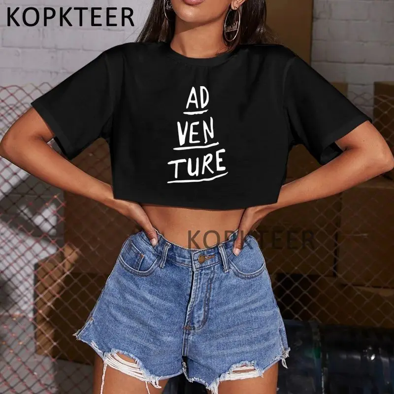 

Funny Letter Print Crop Tops T-shirts Casual Summer Top Funny Female Streetwear O-Neck Ulzzang Vintage Short Sleeve T-Shirts