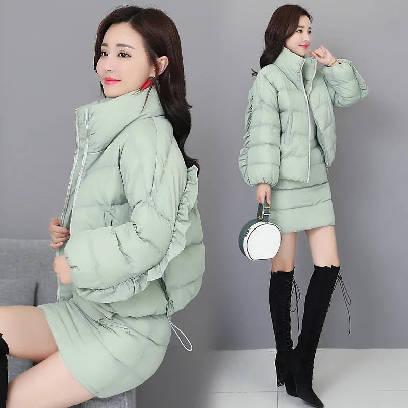 Корейское хлопковое Стеганое пальто Сексуальная короткая юбка Милая женская