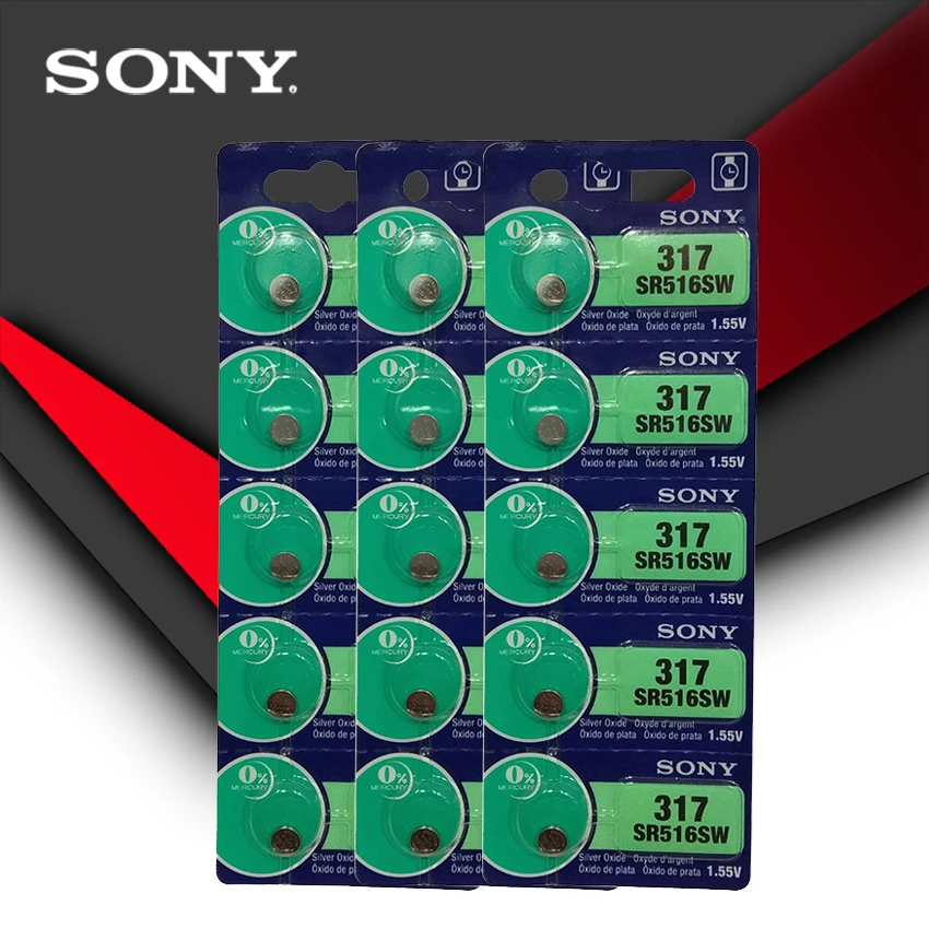 15 шт. Sony 100% оригинальный 317 SR516SW SR516 1 55 в кнопочный элемент серебряного цвета