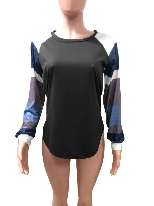 

2020 new style winter xxl autumn basic slim o-neck long sleeve t-shirt love patchwork color block female top Tees