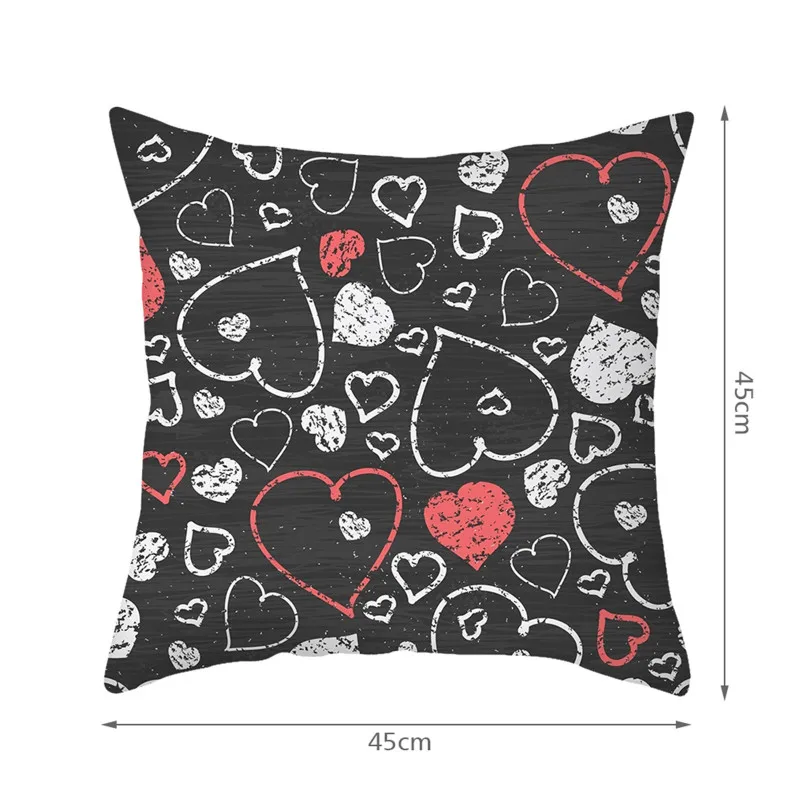 

45x45 Cushion Cover Valentine's Day Heart Pattern Style Peach Skin Cover Pillows Case Sofa Covers for Living Room Bed Cover