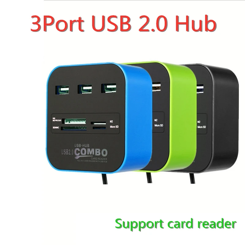 

3 porte 2.0 Hub lettore di Schede di TF Micro SD Slot USB Combo Multi All In One USB Splitter Cavi per il Computer Portatile