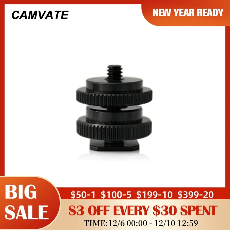 

CAMVATE Standard Hot Shoe Adapter With 1/4"-20 Female To 3/8"-16 Male For Microphone/GPS/Camera/Monitor/Monitor Bracket Mounting