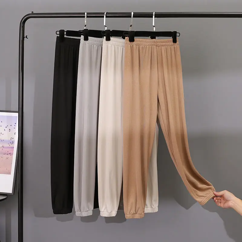 Модные женские логгинсы брюки-карго из ледяного шелка брюки с высокой эластичной