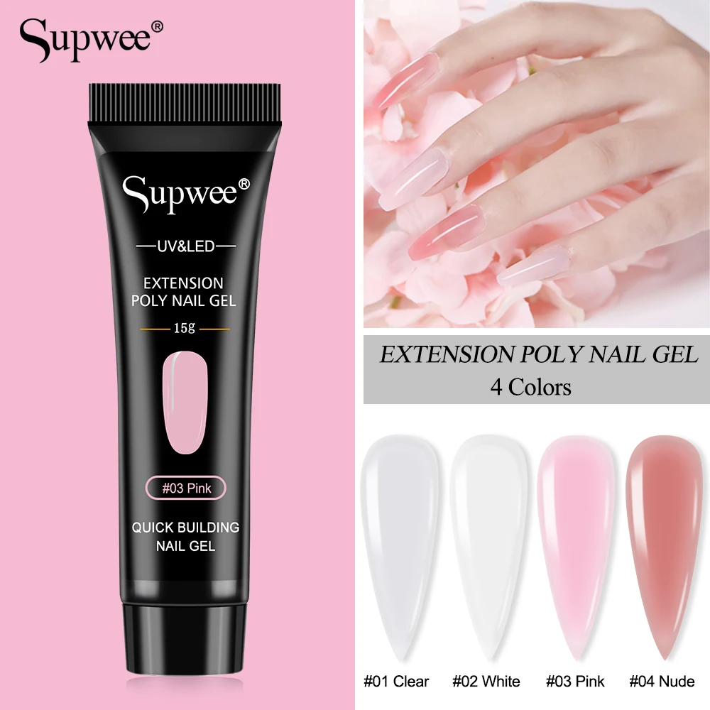 

SUPWEE 15ml Poly For Nail Gel Extension Crystal Builder Nail Polish Semi Vernis Permanent UV LED Poly Vanish Gel Hybrid Polish