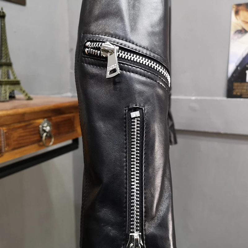 Motorcycle Coats Short Real Leather Jackets Coat Female Black 2019 Spring Autumn Sheepskin Genuine Jacket Women QA001 | Женская одежда