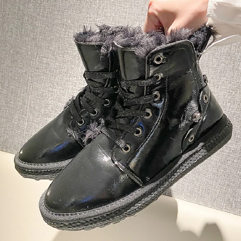 

Winter 2020 new women's boots trend metal color shiny waterproof plus velvet thick warm snow boots