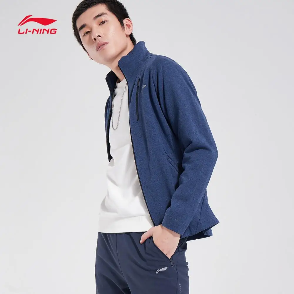 Li-Ning мужской тренировочный свитер, ветровка, удобная, обычная посадка, хлопок, полиэстер, подкладка, Спортивная Толстовка AWDN865 MWW1450