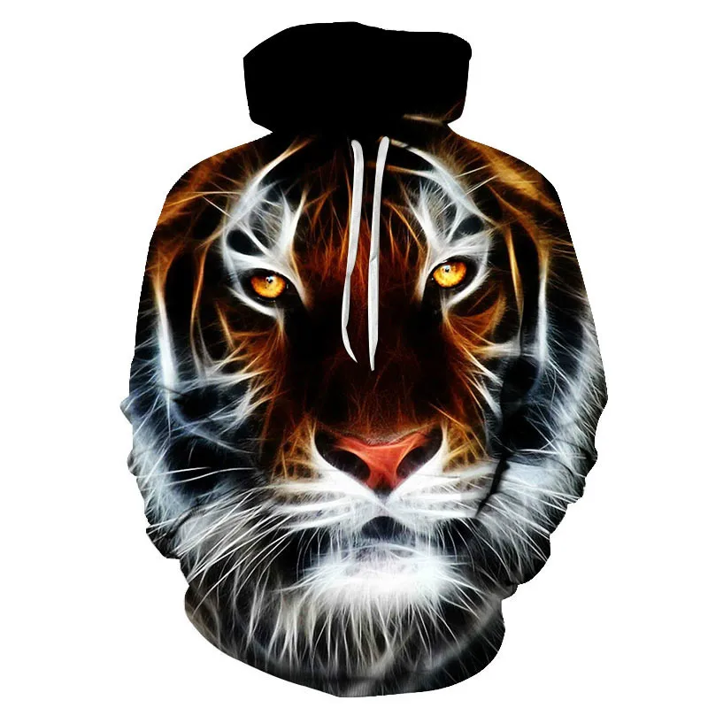 

The Latest Hot Sale For Fall/Winter 2021 Men's Hooded T-shirt Tiger 3D Printing Funny Animal Urban Fashion Sweatshirt