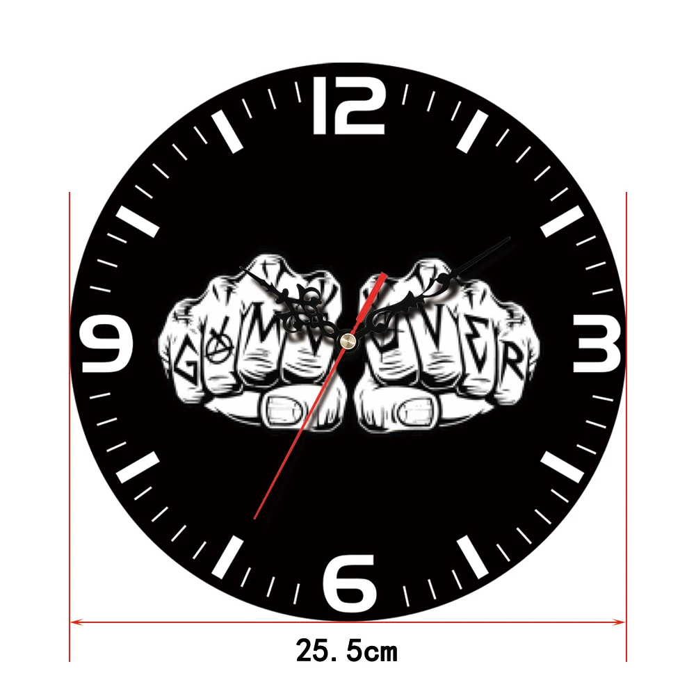 

Quartz Wall Clock Anticorrosive Wood Arabic Numerals Black Dial Game Over Customizable Personalized Text House Dorm Room