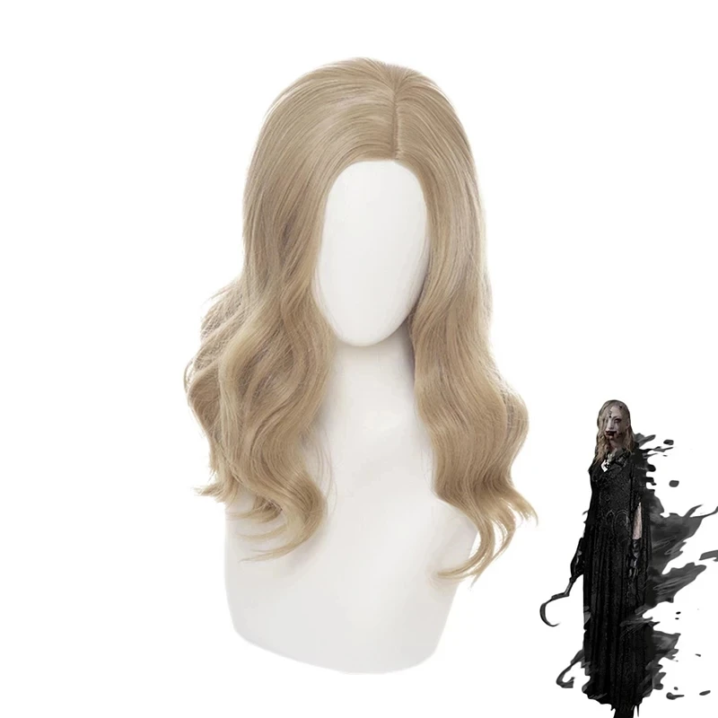 

Game Vampire Madam's Daugther Biohazard Village Bela Long Brown Curly Cosplay Wig Heat Resistant Synthetic Hair + Free Wig Cap