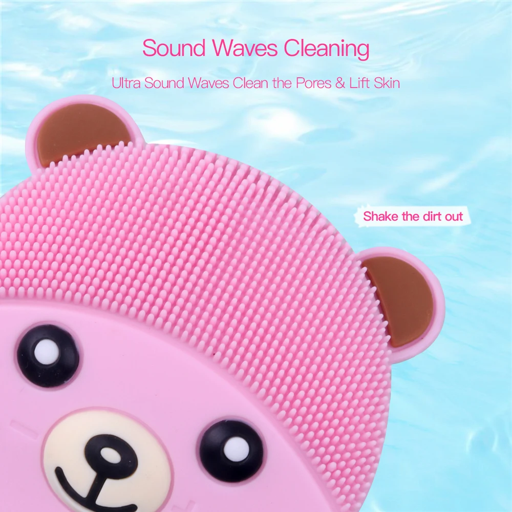 

Ultrasonic Vibration Electric Facial Cleansing Brush Silicone Massager Face Pore Cleanser Waterproof Skin Care Tool Panda Type