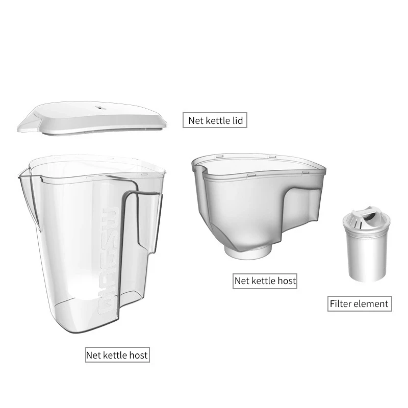 

1.5l Household Portable Water Purification Cup Carbon Net Kettle Office Water Purifier Food Grade Material Electronic Timer