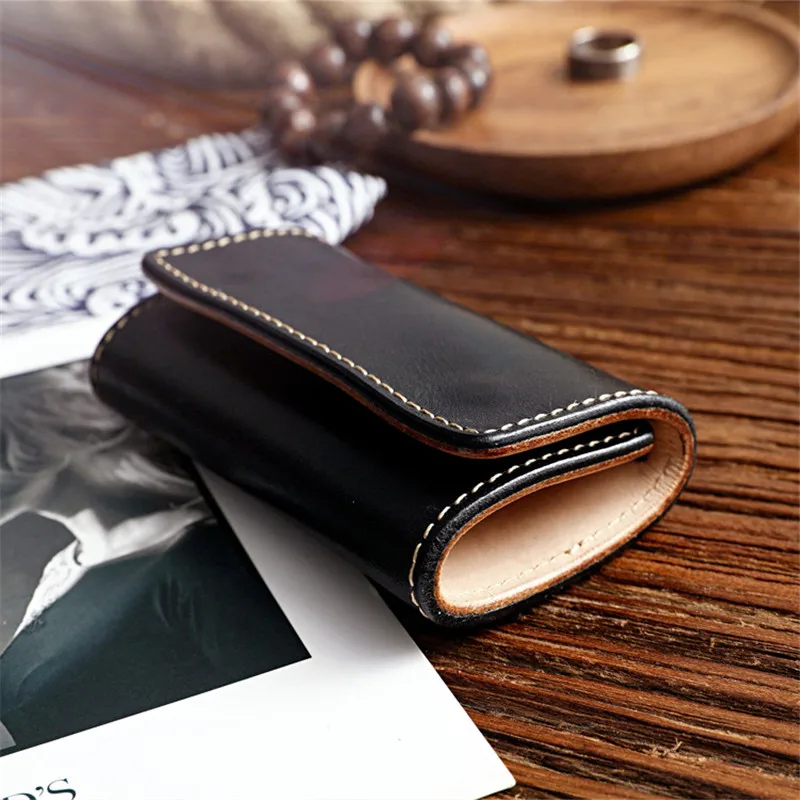 Винтажный простой держатель для ключей кошелек из натуральной кожи мужчин