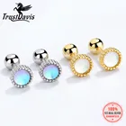 TrustDavis настоящие 925 стерлингового серебра милые круглые лунный камень винтовые серьги для женщин детей девочек минималистские ювелирные изделия DB1428