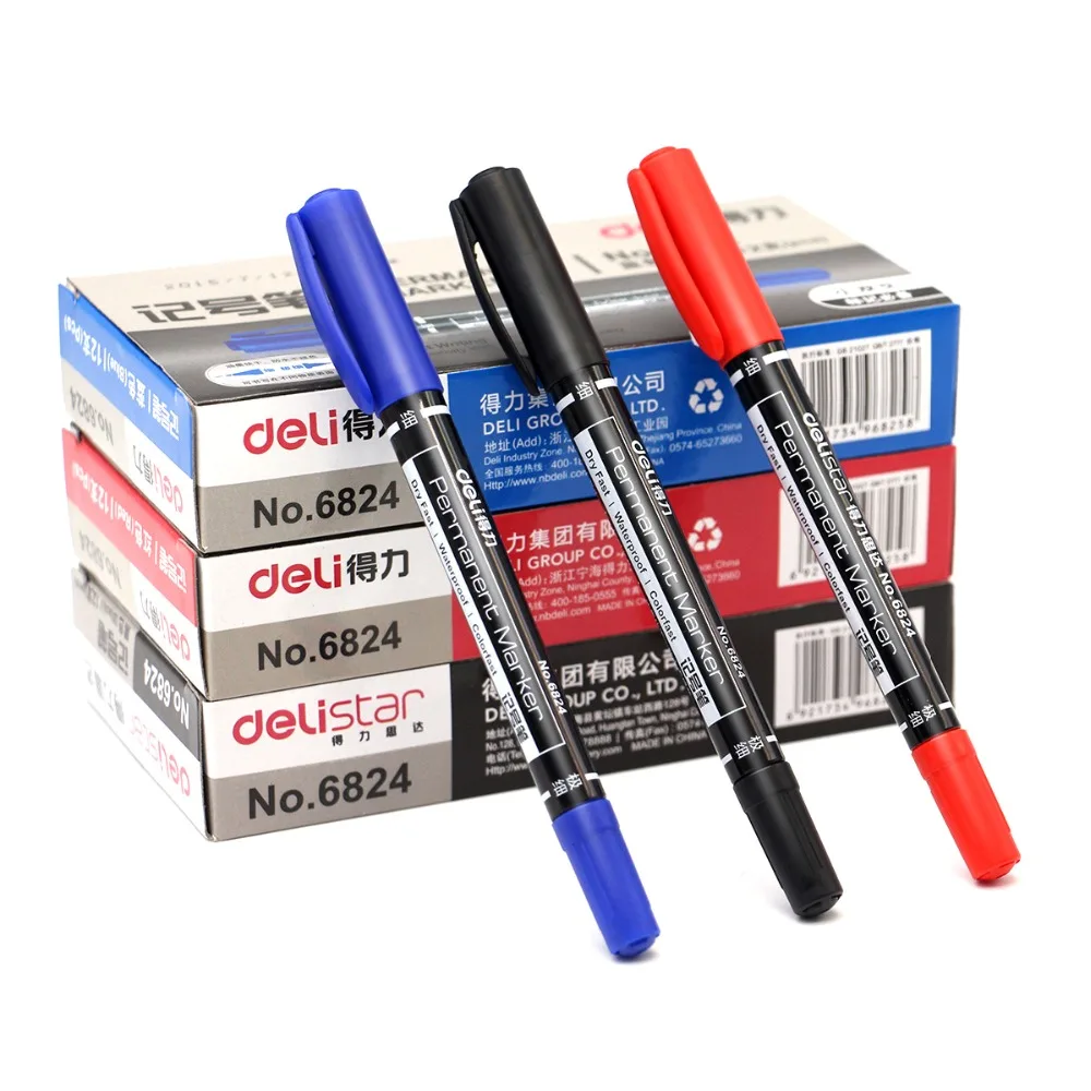 

3pcs/pack Twin Tip Permanent Markers, Fine Point, ( Black, Blue, Red ) Ink, 0.5mm-1mm