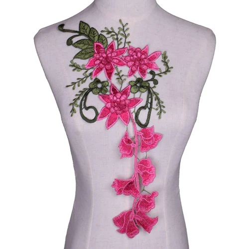 Rose Pink 1 шт. вышитые цветы пришить патчи ПРИШИТАЯ аппликация значок для шитья Ремесло вышитые DIY для одежды брюки NL399 - Цвет: Rose Pink
