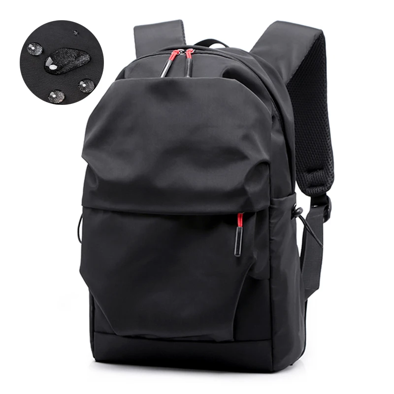 

Luxury Student School Bags Backpack Men Casual Pleated Rucksack 15.6 Inches Waterproof Big Capacity Black Laptop Bag