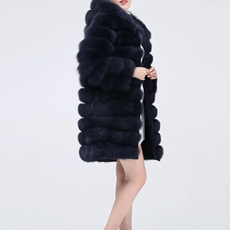 New leather coat 100% natural fur jacket, winter women's fur coat, fox fur coat, high-quality fur vest, detachable hat sleeve 7
