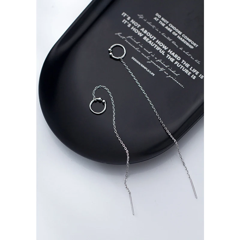 Trustdavis кисточки серьги 100% 925 пробы серебро свисающие связанная цепочка клипсы